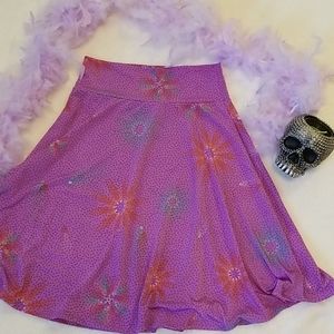 Girl's LuLaroe Skirt Purple Flowers Size 8 EUC